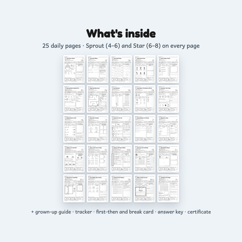 What is inside Winter Break Quiet Days: 25 daily pages in 5 winter themes