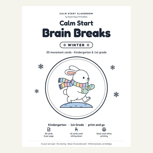 Calm Start Brain Breaks · Winter cover (shown colored in)