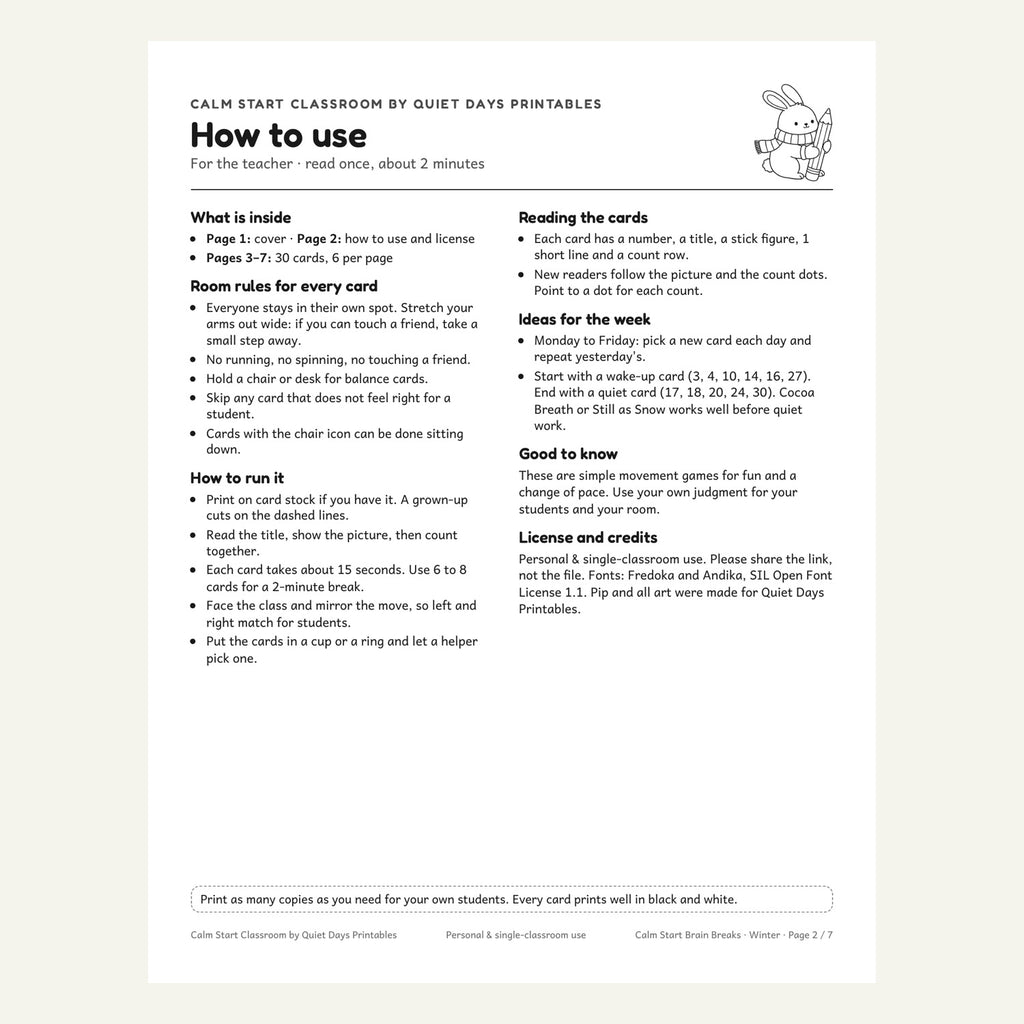 Teacher how-to page with room rules
