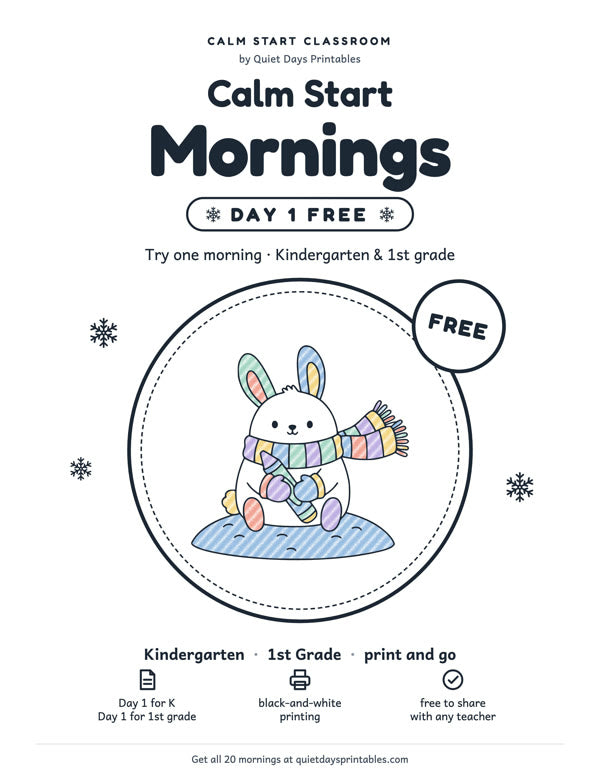 Calm Start Mornings Day 1 Free cover (shown colored in)