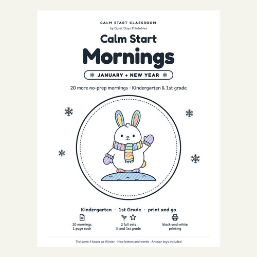 Calm Start Mornings · January + New Year cover (shown colored in)