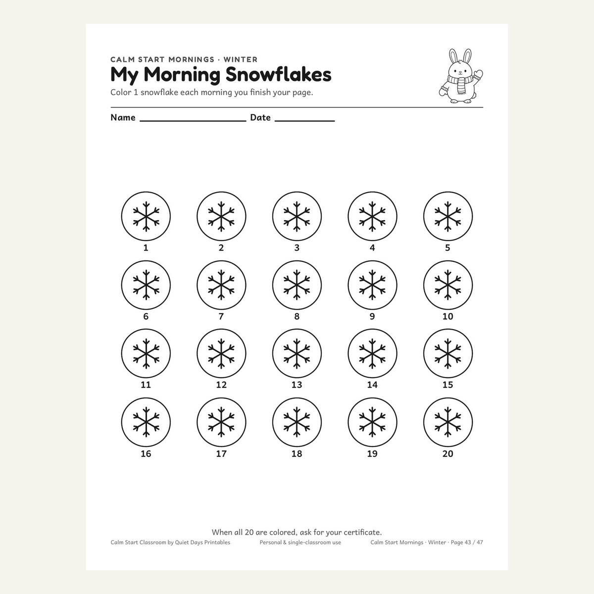 20-snowflake morning tracker