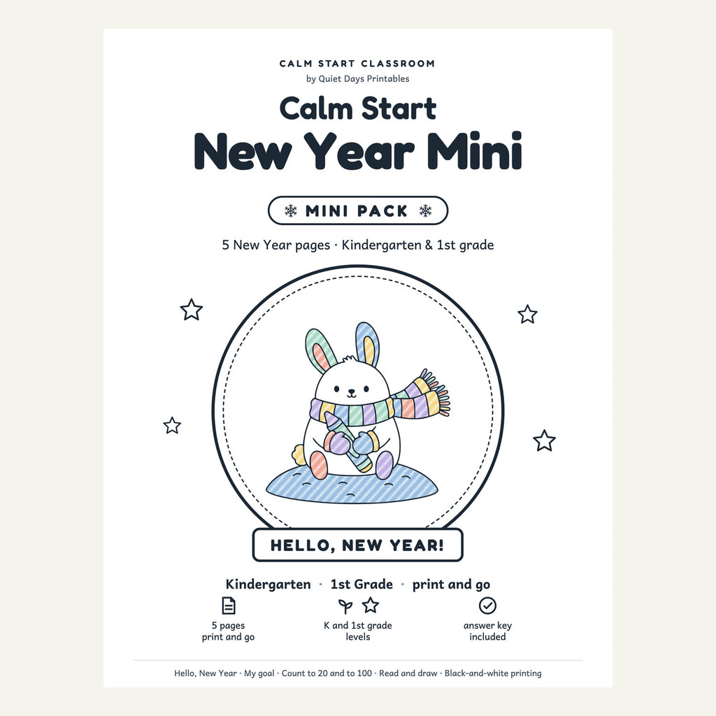 Calm Start New Year Mini cover (shown colored in)