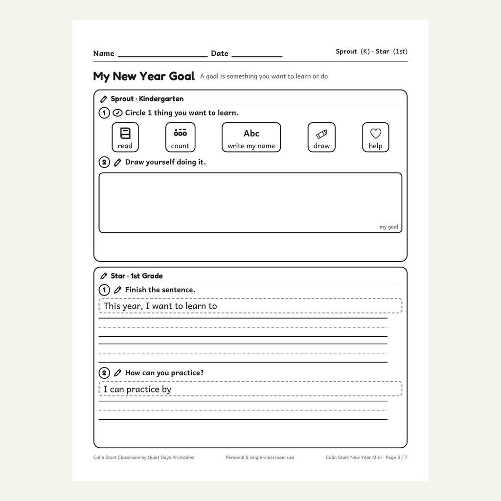 My New Year Goal page