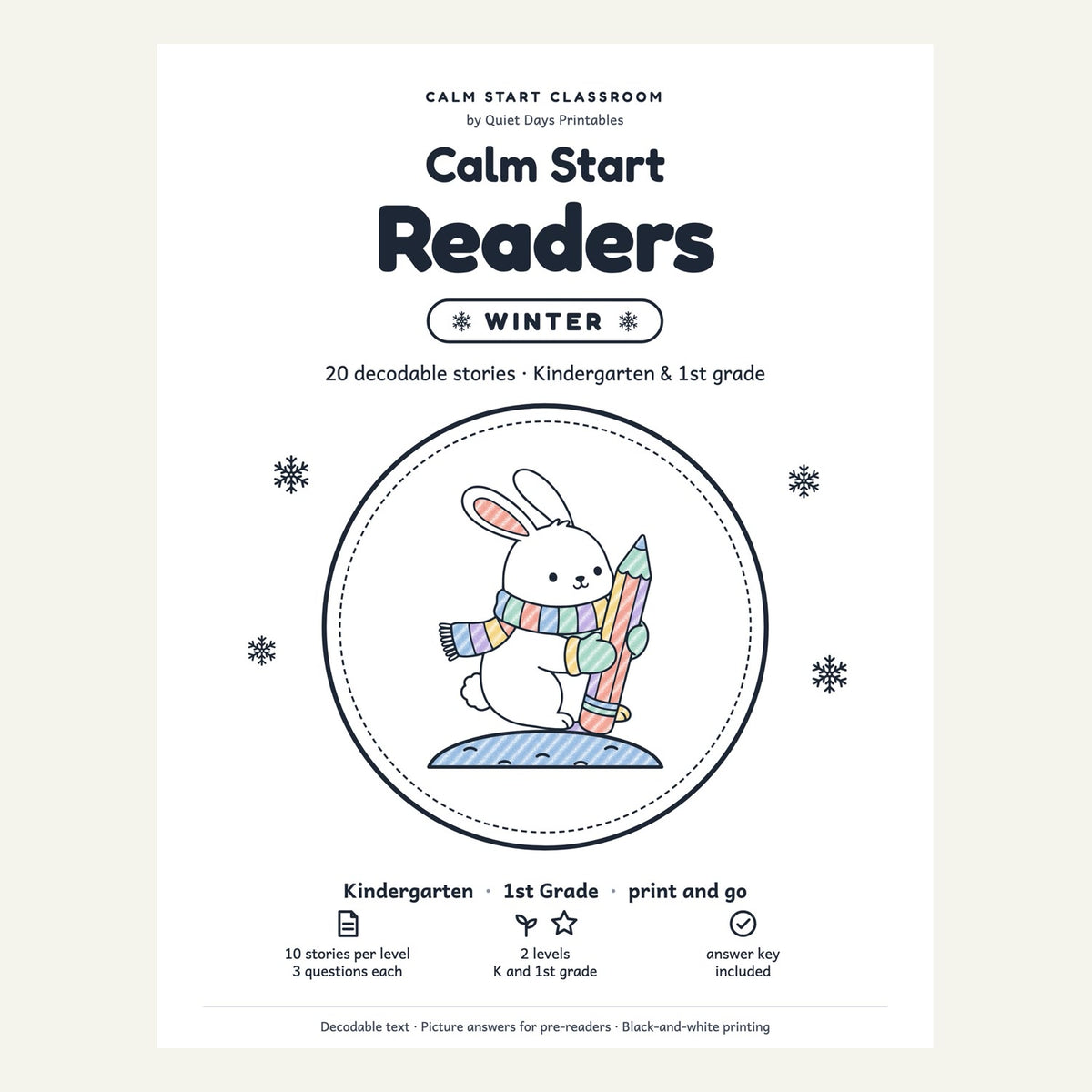 Calm Start Readers · Winter cover (shown colored in)
