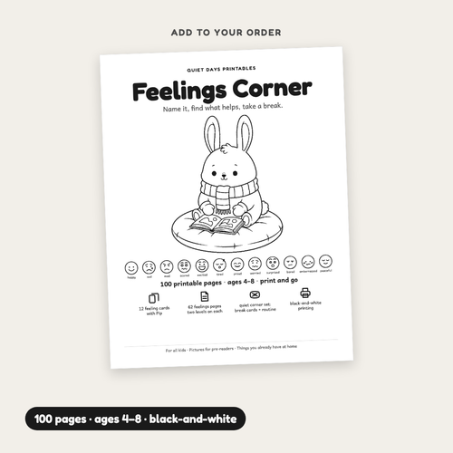Feelings Corner cover: 100-page printable feelings toolkit for ages 4–8